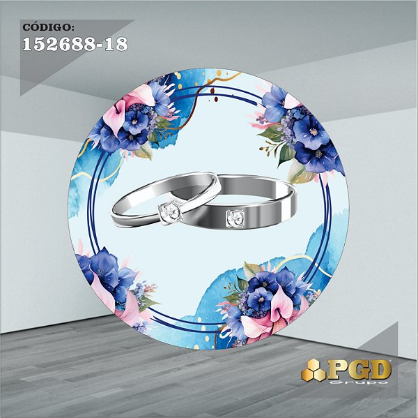 PAINEL REDONDO 1,5 x 1,5 MT -  tema - CASAMENTO Modelo 18 TECIDO EM - HELANCA