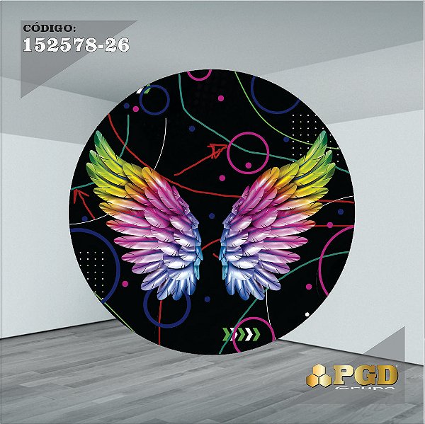 PAINEL REDONDO 1,5 x 1,5 MT -  tema - NEON Modelo 26 TECIDO EM - HELANCA