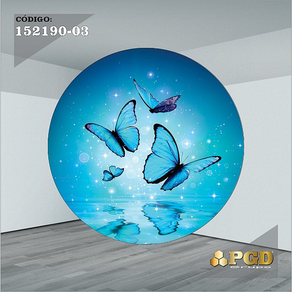 PAINEL REDONDO 1,5 x 1,5 MT -  tema - BORBOLETA Modelo 3 TECIDO EM - HELANCA