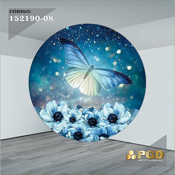 PAINEL REDONDO 1,5 x 1,5 MT -  tema - BORBOLETA Modelo 8 TECIDO EM - HELANCA