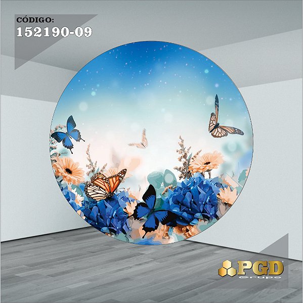 PAINEL REDONDO 1,5 x 1,5 MT -  tema - BORBOLETA Modelo 9 TECIDO EM - HELANCA
