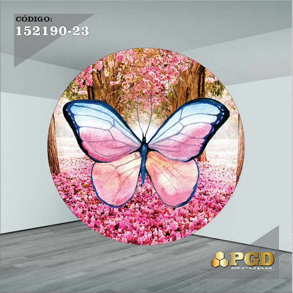 PAINEL REDONDO 1,5 x 1,5 MT -  tema - BORBOLETA Modelo 23 TECIDO EM - HELANCA