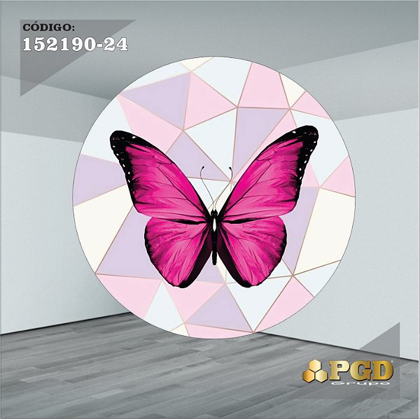 PAINEL REDONDO 1,5 x 1,5 MT -  tema - BORBOLETA Modelo 24 TECIDO EM - HELANCA