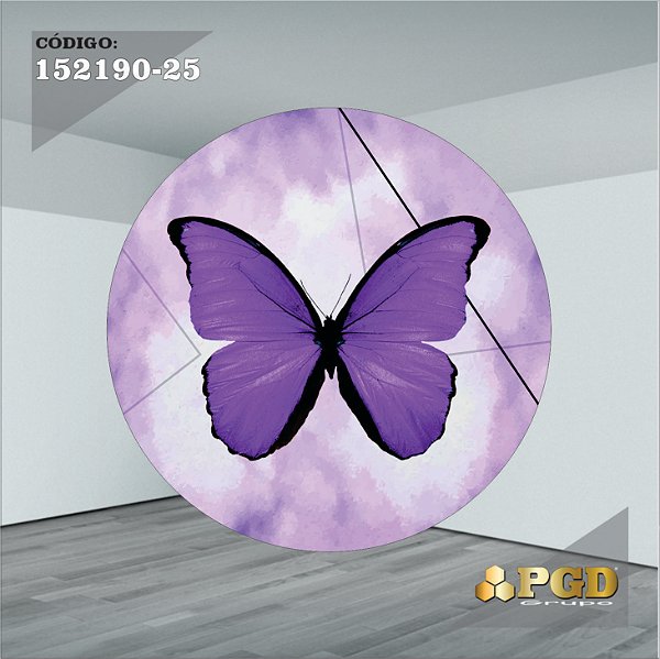 PAINEL REDONDO 1,5 x 1,5 MT -  tema - BORBOLETA Modelo 25 TECIDO EM - HELANCA