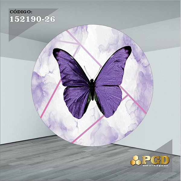 PAINEL REDONDO 1,5 x 1,5 MT -  tema - BORBOLETA Modelo 26 TECIDO EM - HELANCA