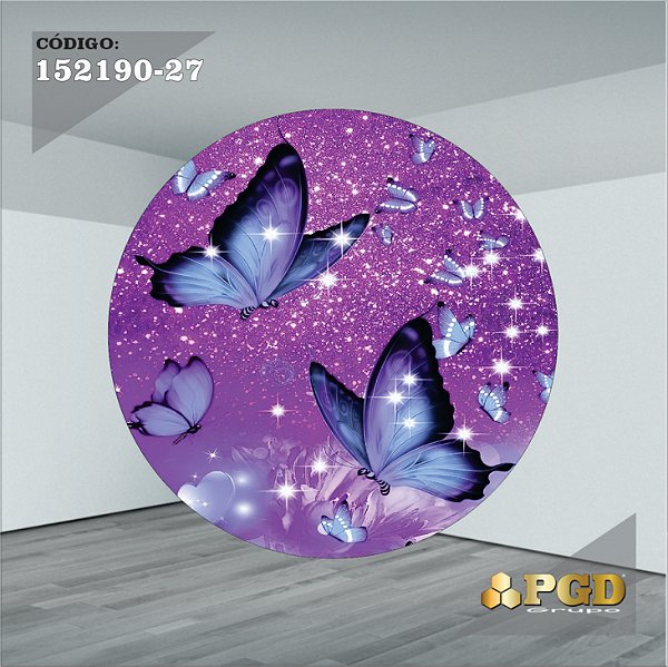 PAINEL REDONDO 1,5 x 1,5 MT -  tema - BORBOLETA Modelo 27 TECIDO EM - HELANCA