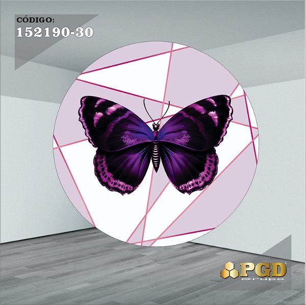 PAINEL REDONDO 1,5 x 1,5 MT -  tema - BORBOLETA Modelo 30 TECIDO EM - HELANCA