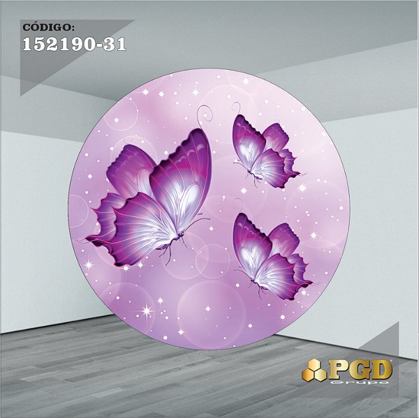 PAINEL REDONDO 1,5 x 1,5 MT -  tema - BORBOLETA Modelo 31 TECIDO EM - HELANCA