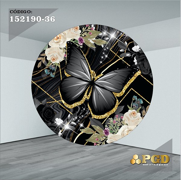 PAINEL REDONDO 1,5 x 1,5 MT -  tema - BORBOLETA Modelo 36 TECIDO EM - HELANCA
