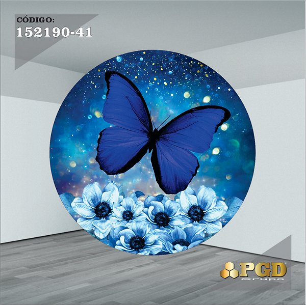 PAINEL REDONDO 1,5 x 1,5 MT -  tema - BORBOLETA Modelo 41 TECIDO EM - HELANCA