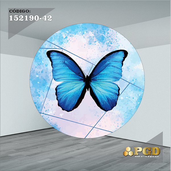 PAINEL REDONDO 1,5 x 1,5 MT -  tema - BORBOLETA Modelo 42 TECIDO EM - HELANCA