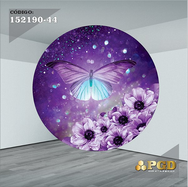 PAINEL REDONDO 1,5 x 1,5 MT -  tema - BORBOLETA Modelo 44 TECIDO EM - HELANCA