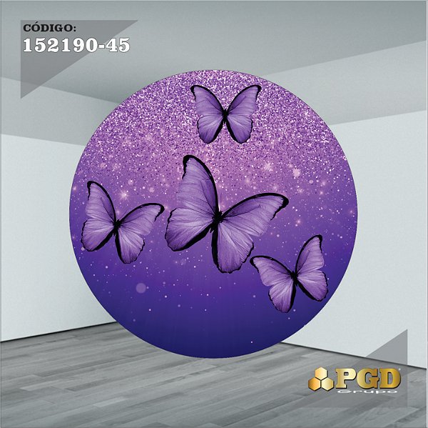 PAINEL REDONDO 1,5 x 1,5 MT -  tema - BORBOLETA Modelo 45 TECIDO EM - HELANCA