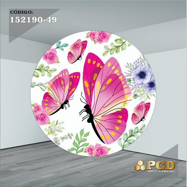 PAINEL REDONDO 1,5 x 1,5 MT -  tema - BORBOLETA Modelo 49 TECIDO EM - HELANCA
