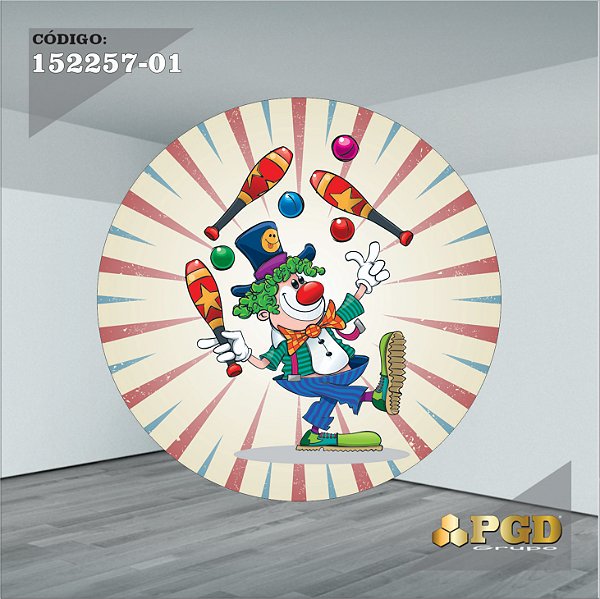 PAINEL REDONDO 1,5 x 1,5 MT -  tema - CIRCO  Modelo 01 TECIDO EM - HELANCA