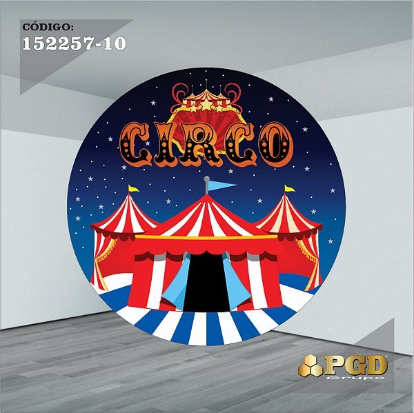 PAINEL REDONDO 1,5 x 1,5 MT -  tema - CIRCO  Modelo 10 TECIDO EM - HELANCA