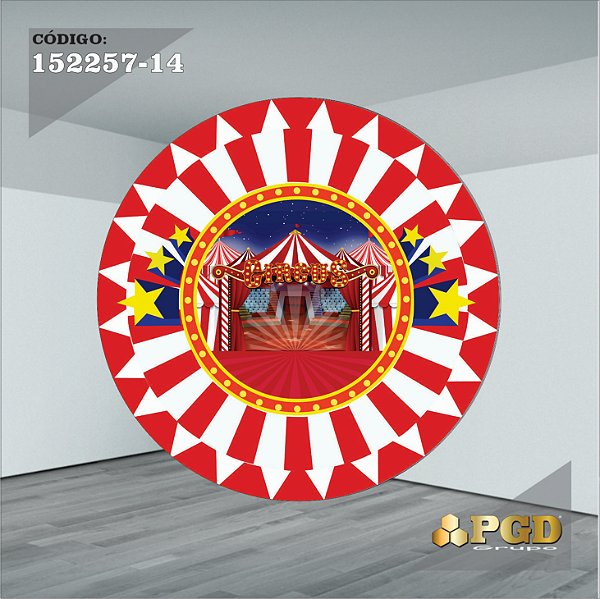 PAINEL REDONDO 1,5 x 1,5 MT -  tema - CIRCO  Modelo 14 TECIDO EM - HELANCA