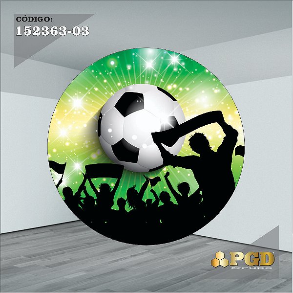 PAINEL REDONDO 1,5 x 1,5 MT -  tema - FUTEBOL GERAL Modelo 03 TECIDO EM - HELANCA