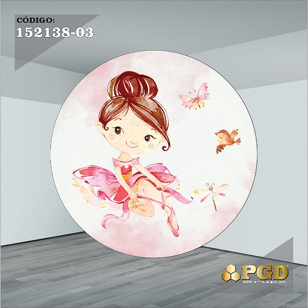PAINEL REDONDO 1,5 x 1,5 MT -  tema - BAILARINA Modelo 03 TECIDO EM - HELANCA