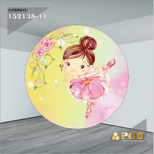 PAINEL REDONDO 1,5 x 1,5 MT -  tema - BAILARINA Modelo 11 TECIDO EM - HELANCA