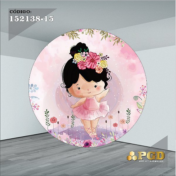 PAINEL REDONDO 1,5 x 1,5 MT -  tema - BAILARINA Modelo 15 TECIDO EM - HELANCA