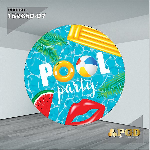 PAINEL REDONDO 1,5 x 1,5 MT -  tema - POOL PARTY Modelo 07 TECIDO EM - HELANCA
