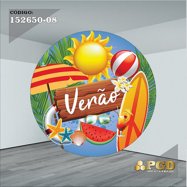 PAINEL REDONDO 1,5 x 1,5 MT -  tema - POOL PARTY Modelo 08 TECIDO EM - HELANCA
