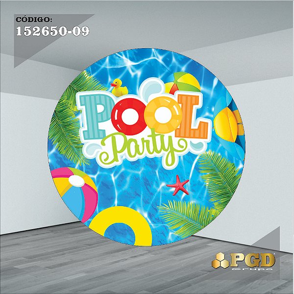 PAINEL REDONDO 1,5 x 1,5 MT -  tema - POOL PARTY Modelo 09 TECIDO EM - HELANCA