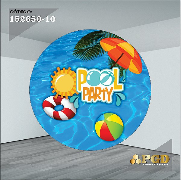 PAINEL REDONDO 1,5 x 1,5 MT -  tema - POOL PARTY Modelo 10 TECIDO EM - HELANCA