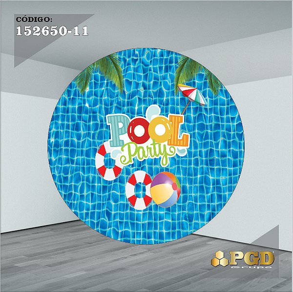 PAINEL REDONDO 1,5 x 1,5 MT -  tema - POOL PARTY Modelo 11 TECIDO EM - HELANCA