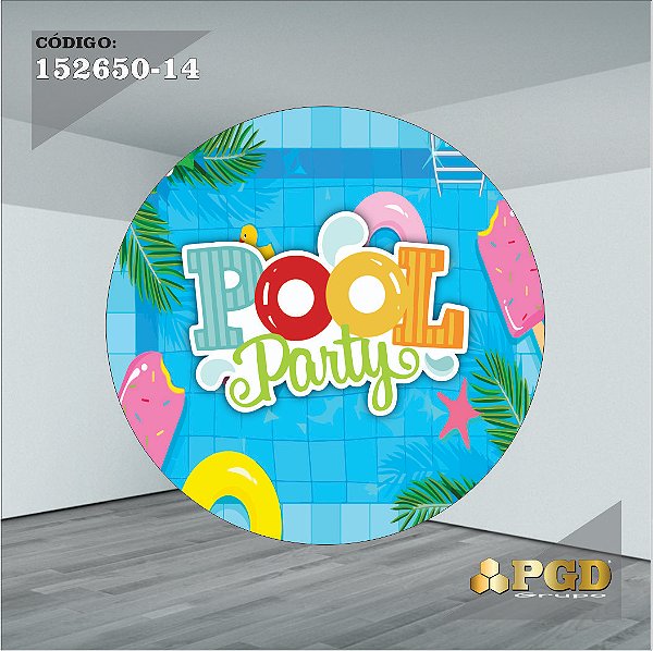 PAINEL REDONDO 1,5 x 1,5 MT -  tema - POOL PARTY Modelo 14 TECIDO EM - HELANCA