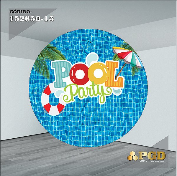 PAINEL REDONDO 1,5 x 1,5 MT -  tema - POOL PARTY Modelo 15 TECIDO EM - HELANCA