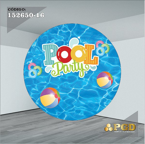 PAINEL REDONDO 1,5 x 1,5 MT -  tema - POOL PARTY Modelo 16 TECIDO EM - HELANCA
