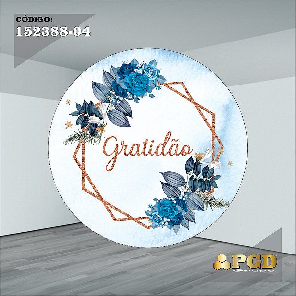 PAINEL REDONDO 1,5 x 1,5 MT -  tema - GRATIDÃO Modelo 04 TECIDO EM - HELANCA
