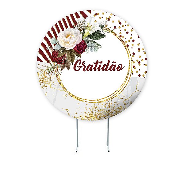 PAINEL REDONDO 1,5 x 1,5 MT - tema - GRATIDÃO Modelo 12 TECIDO EM - HELANCA