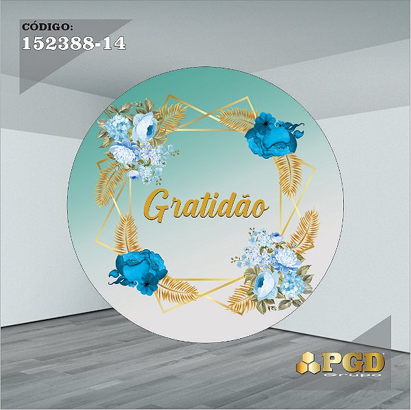 PAINEL REDONDO 1,5 x 1,5 MT -  tema - GRATIDÃO Modelo 14 TECIDO EM - HELANCA