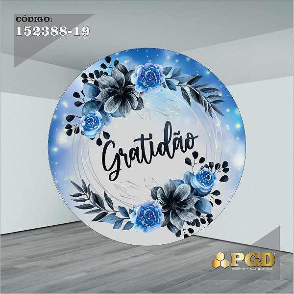 PAINEL REDONDO 1,5 x 1,5 MT -  tema - GRATIDÃO Modelo 19 TECIDO EM - HELANCA