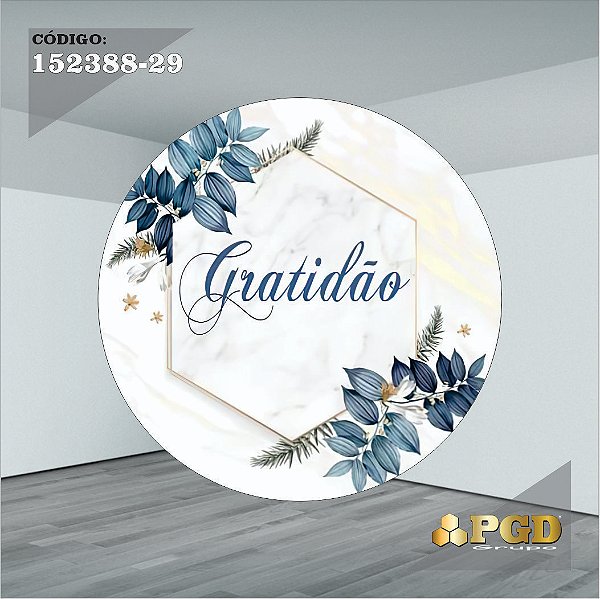 PAINEL REDONDO 1,5 x 1,5 MT -  tema - GRATIDÃO Modelo 29 TECIDO EM - HELANCA