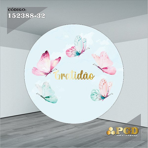 PAINEL REDONDO 1,5 x 1,5 MT -  tema - GRATIDÃO Modelo 32 TECIDO EM - HELANCA
