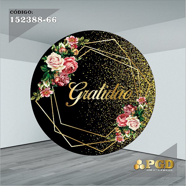 PAINEL REDONDO 1,5 x 1,5 MT -  tema - GRATIDÃO Modelo 66 TECIDO EM - HELANCA