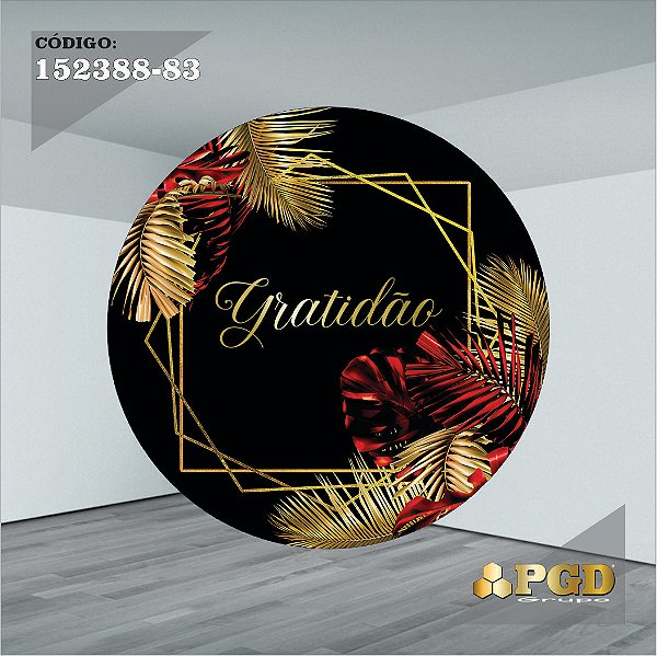 PAINEL REDONDO 1,5 x 1,5 MT -  tema - GRATIDÃO Modelo 83 TECIDO EM - HELANCA