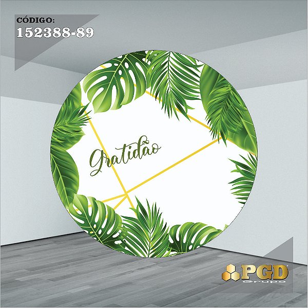 PAINEL REDONDO 1,5 x 1,5 MT -  tema - GRATIDÃO Modelo 89 TECIDO EM - HELANCA