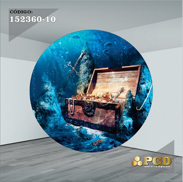 PAINEL REDONDO 1,5 x 1,5 MT -  tema - Fundo do Mar Modelo 10 TECIDO EM - HELANCA