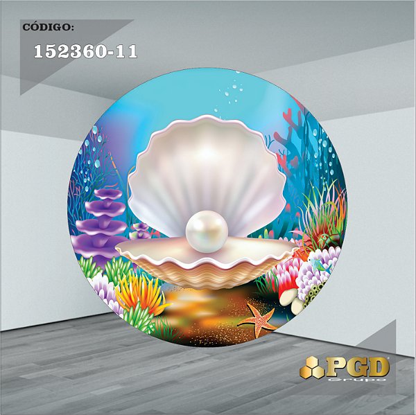 PAINEL REDONDO 1,5 x 1,5 MT -  tema - Fundo do Mar Modelo 11 TECIDO EM - HELANCA