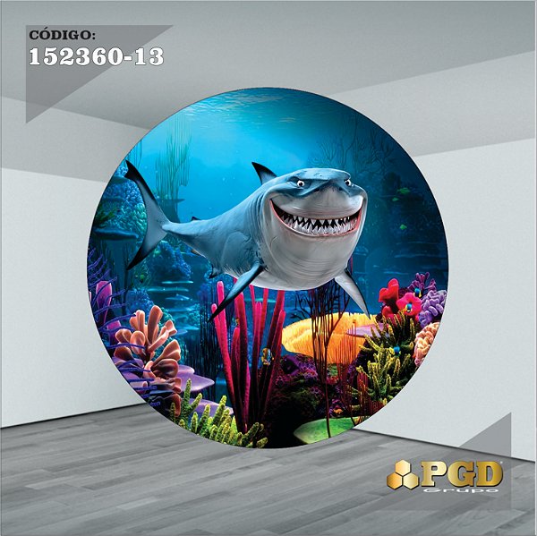 PAINEL REDONDO 1,5 x 1,5 MT -  tema - Fundo do Mar Modelo 13 TECIDO EM - HELANCA