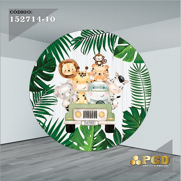 PAINEL REDONDO 1,5 x 1,5 MT -  tema - SAFARI Modelo 10 TECIDO EM - HELANCA