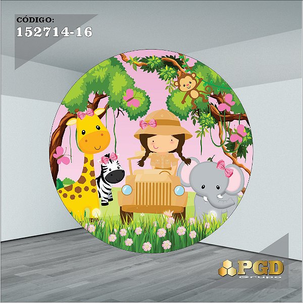 PAINEL REDONDO 1,5 x 1,5 MT -  tema - SAFARI Modelo 16 TECIDO EM - HELANCA
