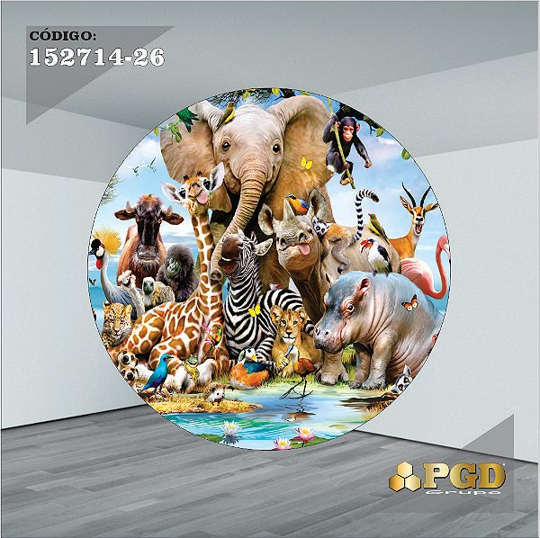 PAINEL REDONDO 1,5 x 1,5 MT -  tema - SAFARI Modelo 26 TECIDO EM - HELANCA