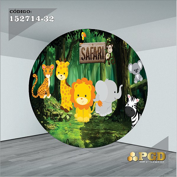 PAINEL REDONDO 1,5 x 1,5 MT -  tema - SAFARI Modelo 32 TECIDO EM - HELANCA
