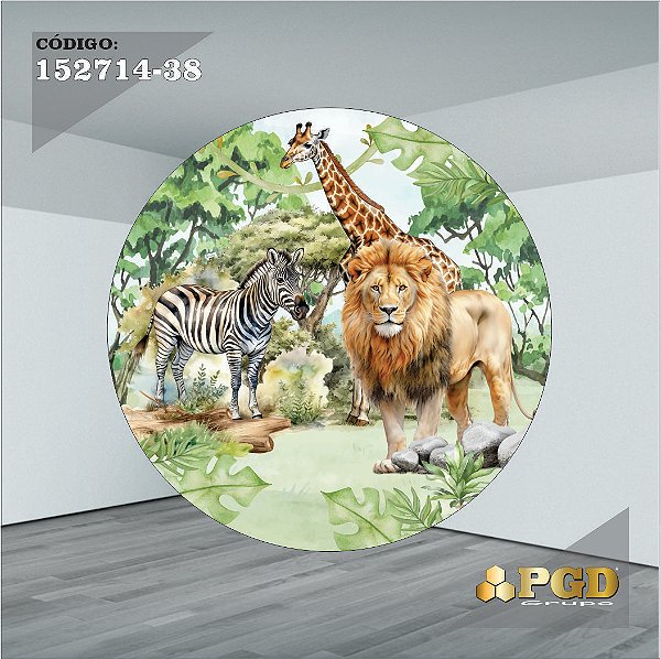 PAINEL REDONDO 1,5 x 1,5 MT -  tema - SAFARI Modelo 38 TECIDO EM - HELANCA